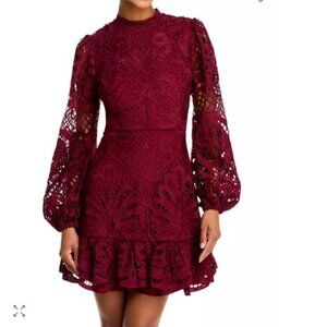 Aqua Burgundy (Color: Cherry Lacquer) Lace Mini Dress - Bloomingdales Exclusive
